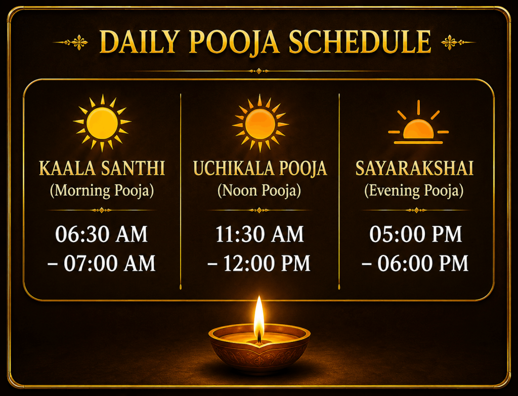 Daily pooja timings and worship schedule at Sri Saktheeswarar Temple